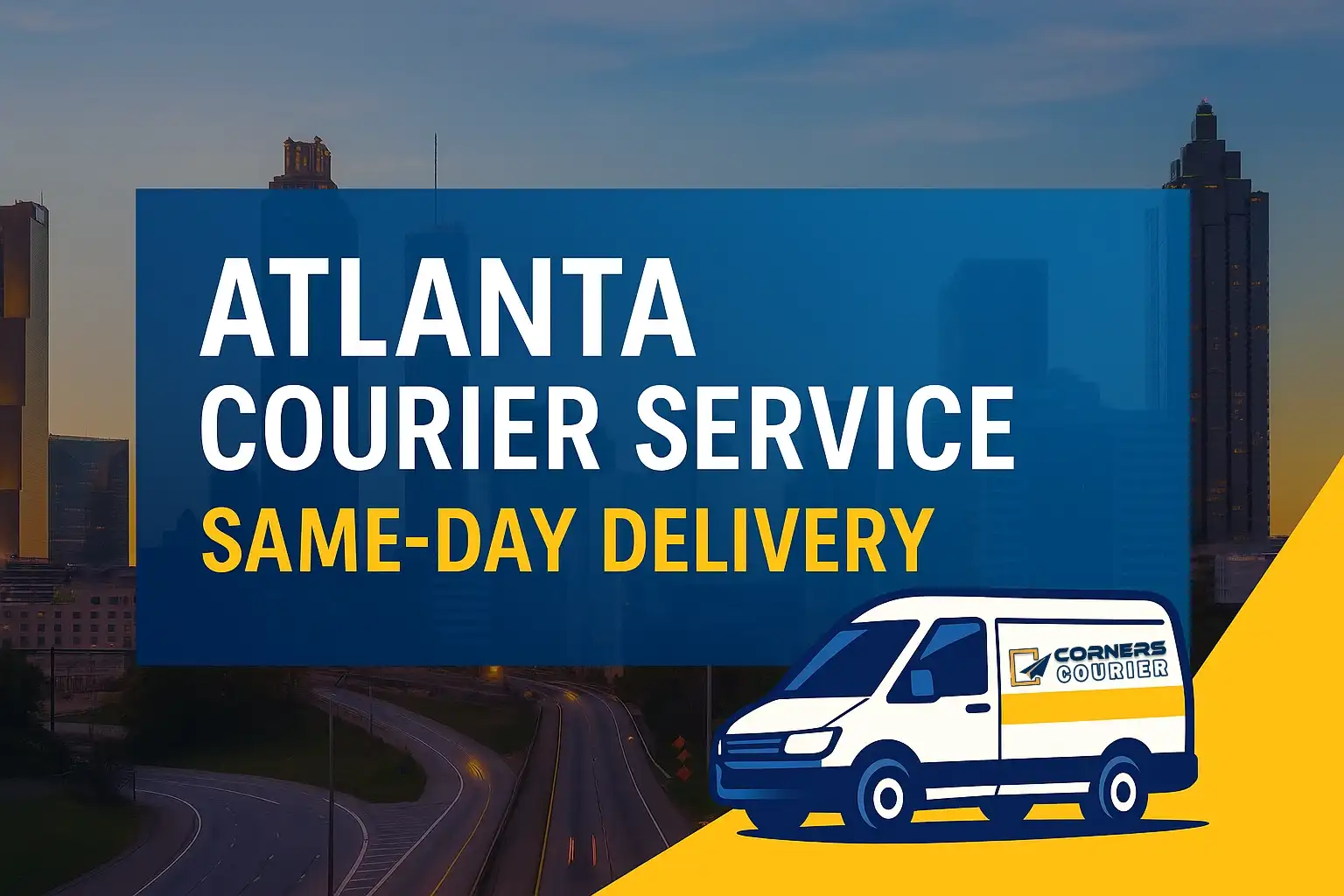 A stylized map showing Corners Courier's service area in Metro Atlanta