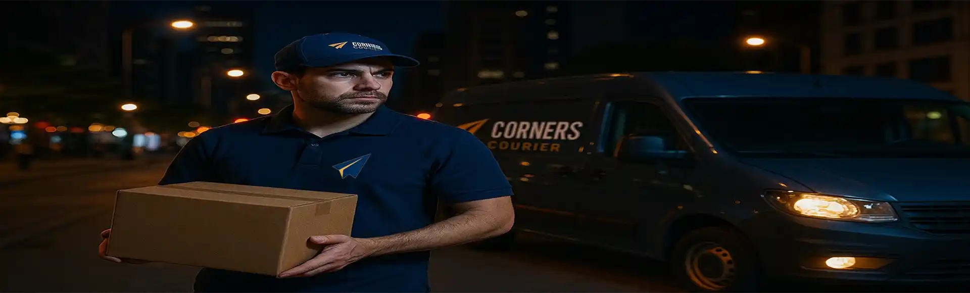 Medical courier with temperature-controlled container, representing secure medical bio-sample transport