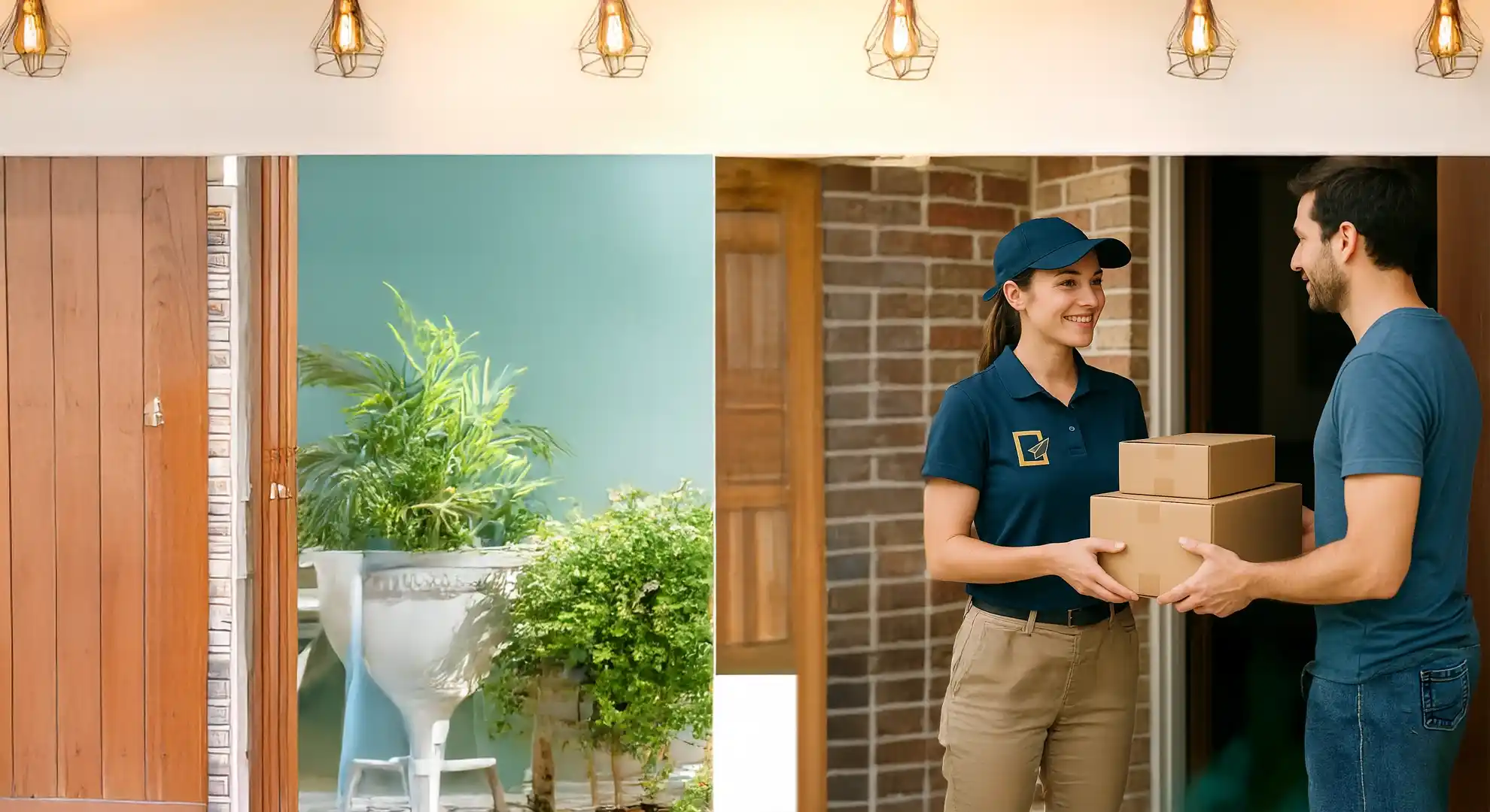 Courier delivering an urgent package, symbolizing same-day and on-demand delivery services